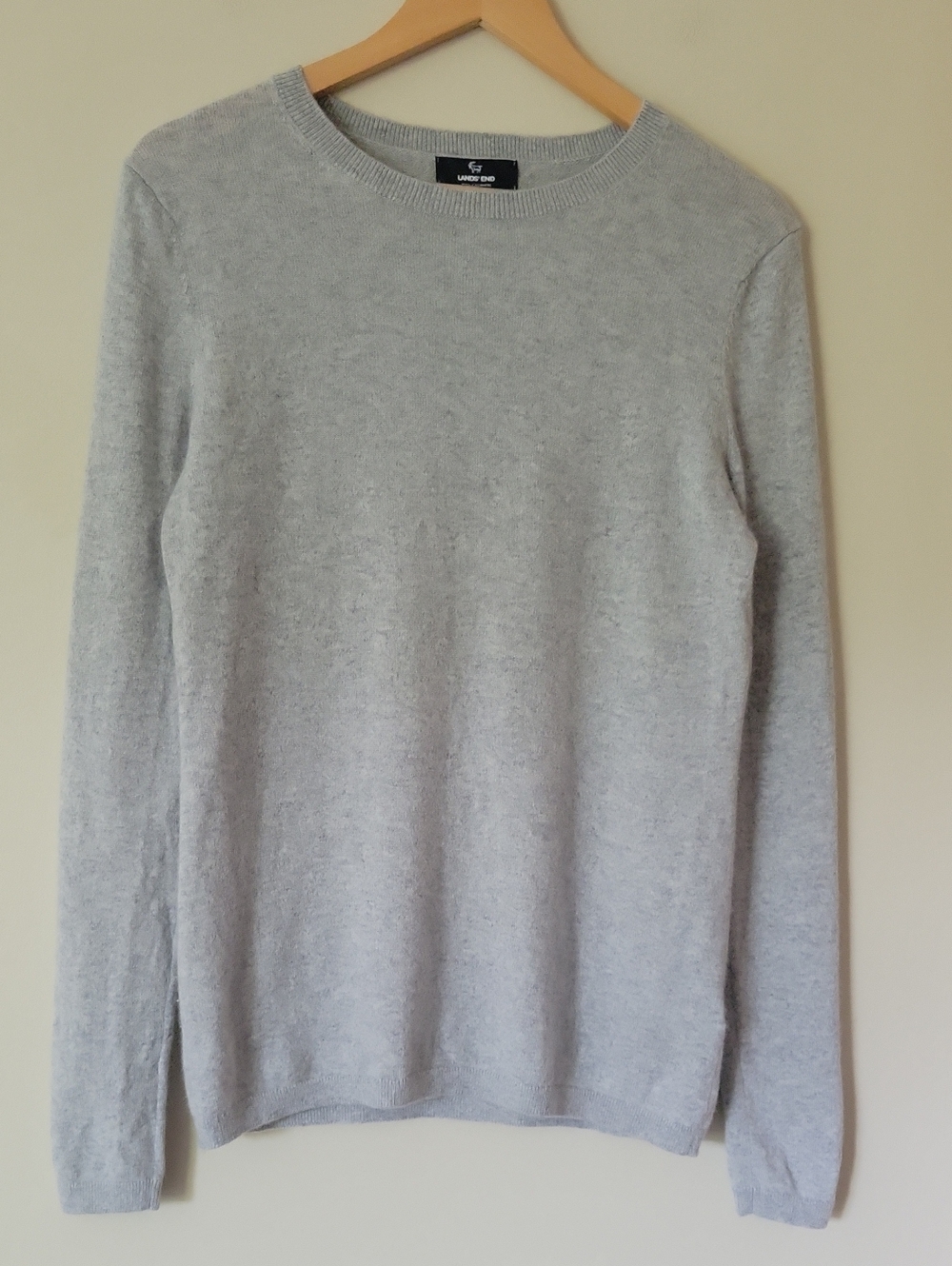 Lands' End Women's Basic Grey Cashmere Knit Crewneck Sweater Small (6-8)Tall